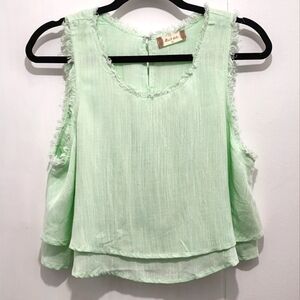 Altar'd State‎ Cropped Mint Green Frayed Edge Tank Size Medium